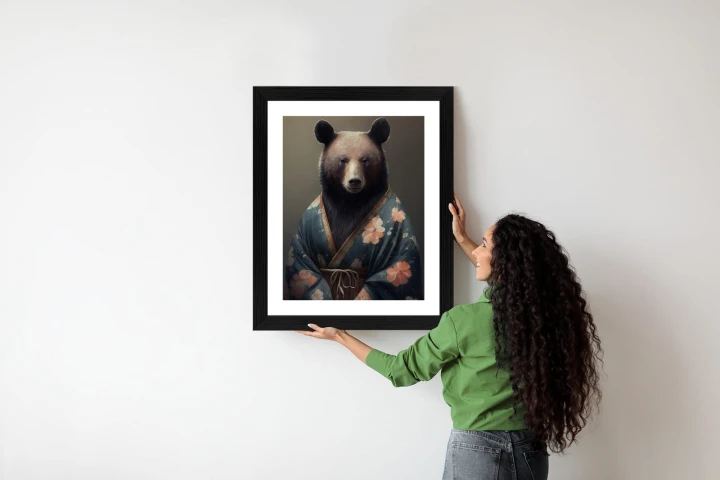 Plakat Niedźwiedź Ubrany W Kimono