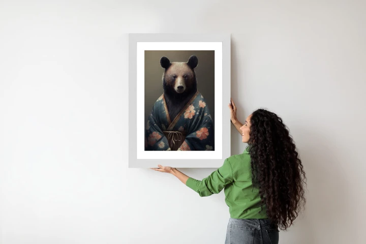 Plakat Niedźwiedź Ubrany W Kimono