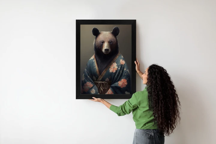 Plakat Niedźwiedź Ubrany W Kimono