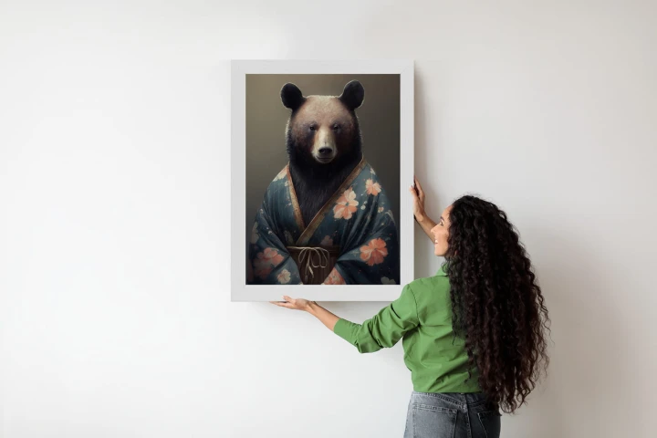 Plakat Niedźwiedź Ubrany W Kimono