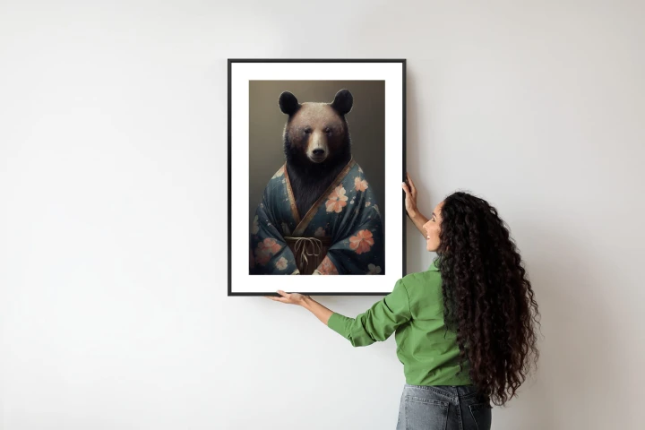 Plakat Niedźwiedź Ubrany W Kimono