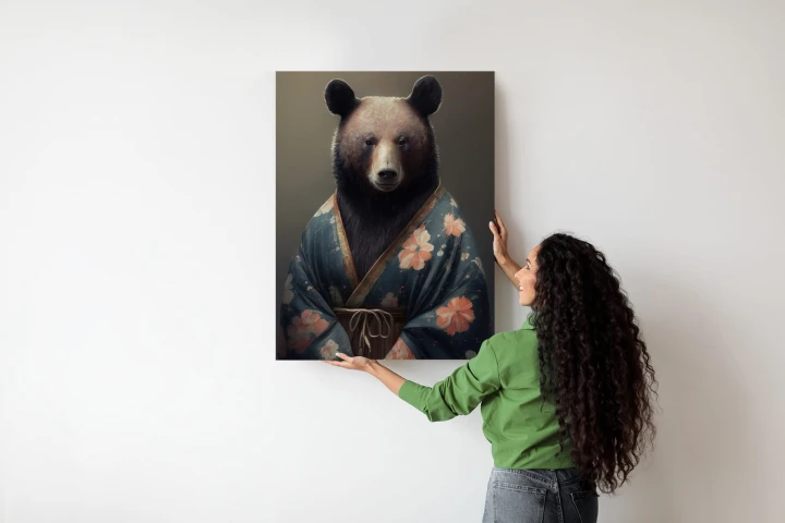 Plakat Niedźwiedź Ubrany W Kimono