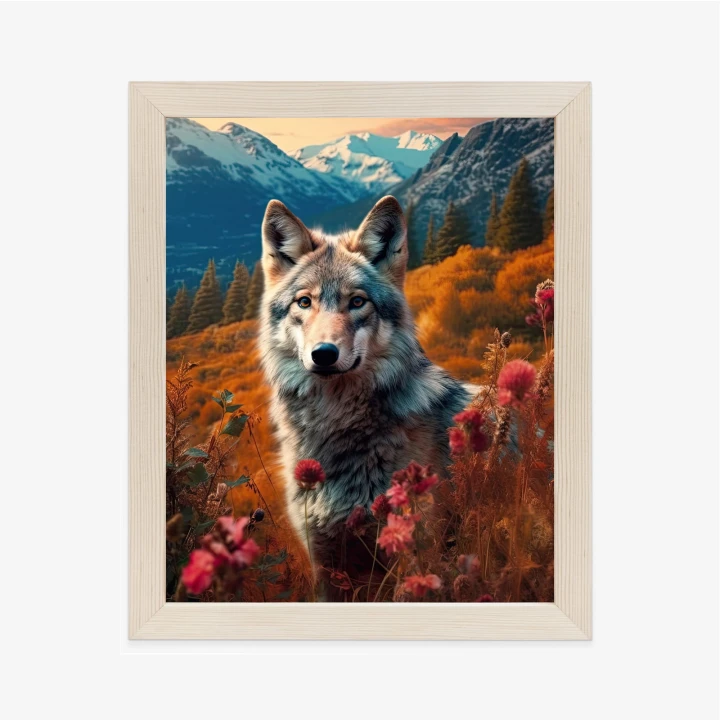 Plakat Wilk W Naturze W Górskiej Dolinie Wśród Kwiatów