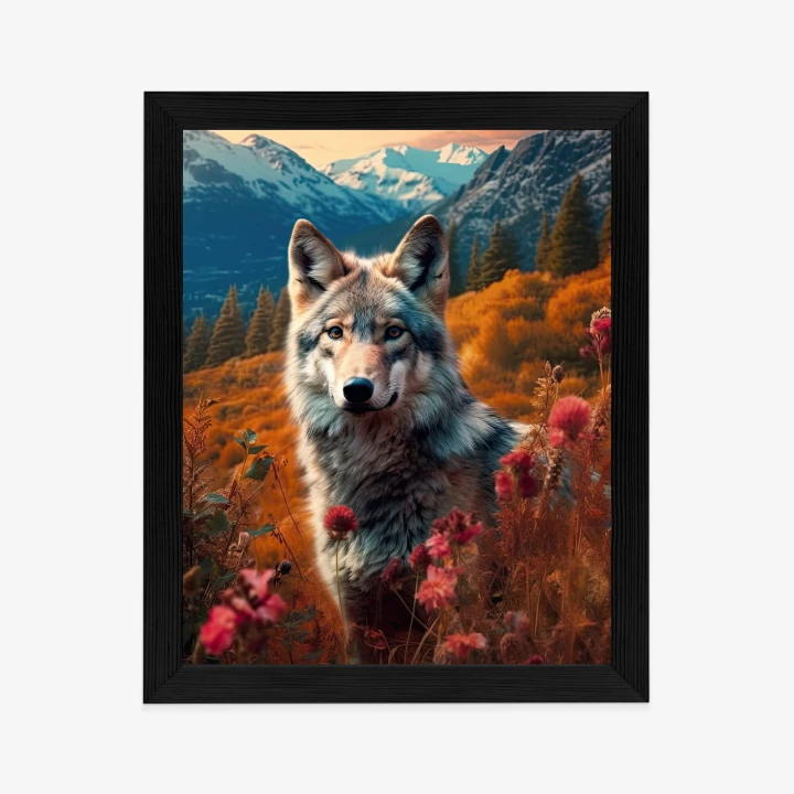 Plakat Wilk W Naturze W Górskiej Dolinie Wśród Kwiatów