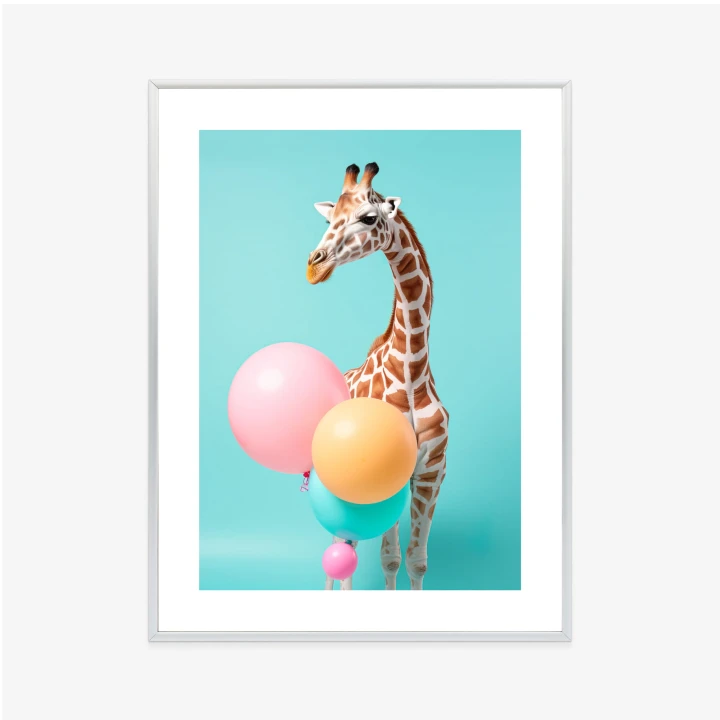 Plakat Żyrafa Z Balonami