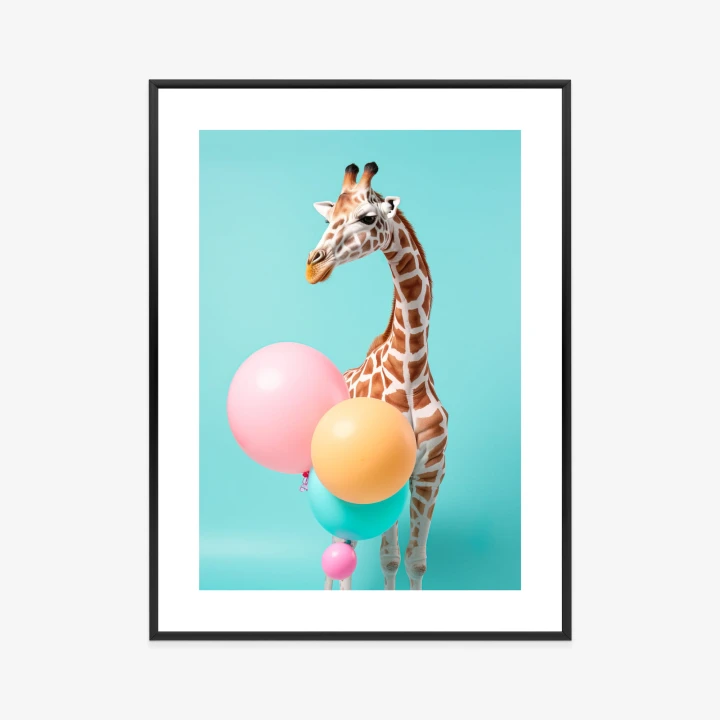 Plakat Żyrafa Z Balonami