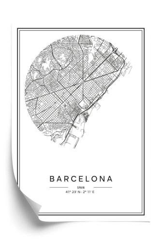 Plakat Minimalistyczna Mapa Miasta Barcelona