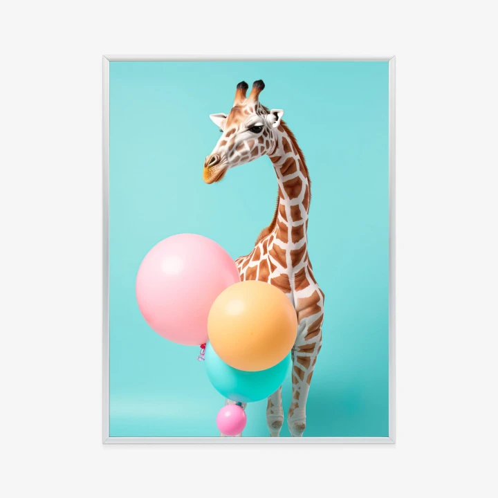 Plakat Żyrafa Z Balonami