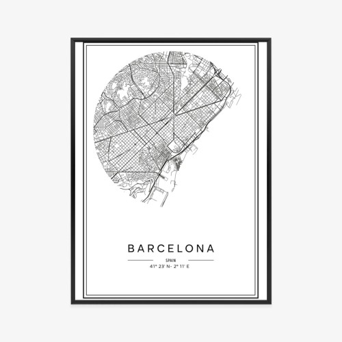 Plakat Minimalistyczna Mapa Miasta Barcelona