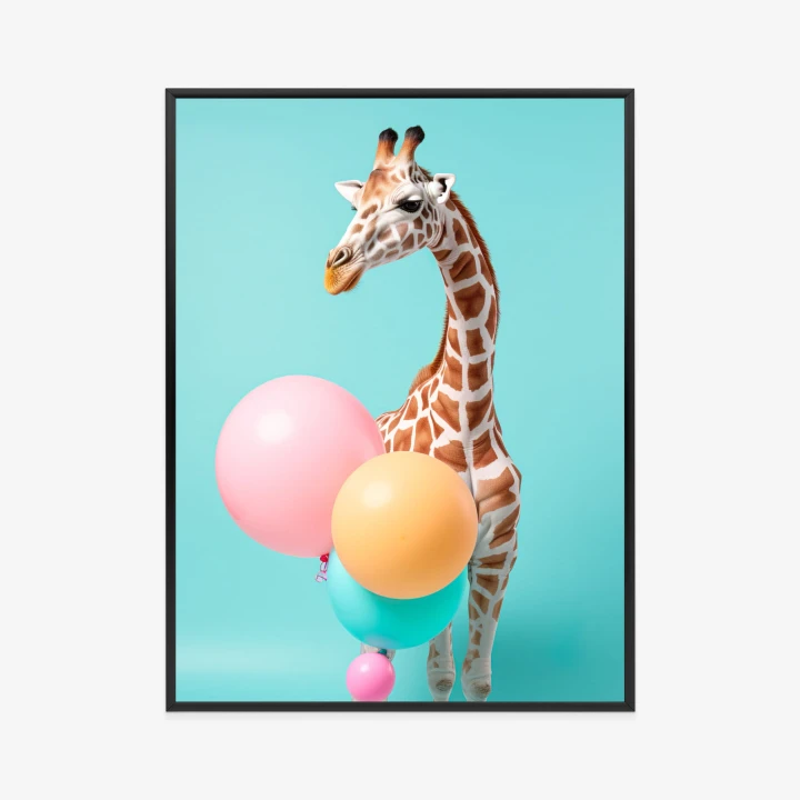 Plakat Żyrafa Z Balonami