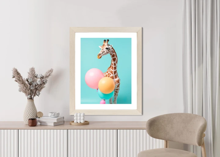 Plakat Żyrafa Z Balonami