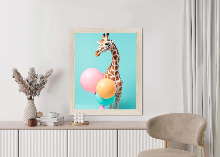 Plakat Żyrafa Z Balonami