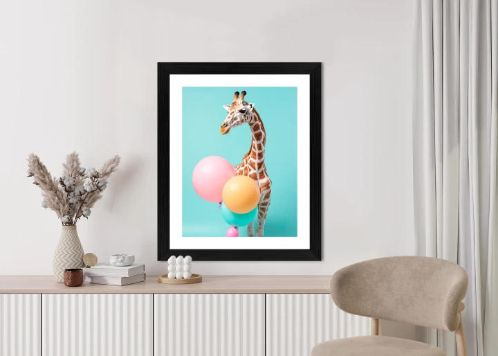 Plakat Żyrafa Z Balonami