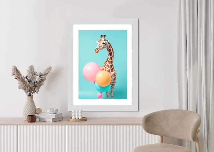 Plakat Żyrafa Z Balonami