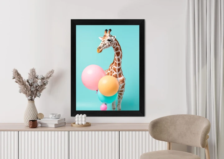 Plakat Żyrafa Z Balonami