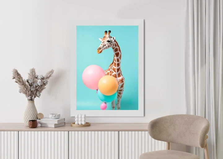 Plakat Żyrafa Z Balonami
