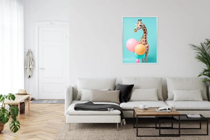 Plakat Żyrafa Z Balonami
