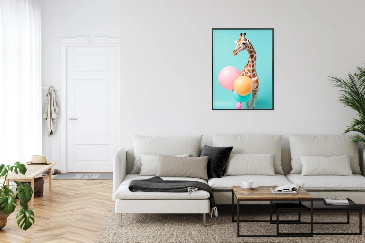 Plakat Żyrafa Z Balonami