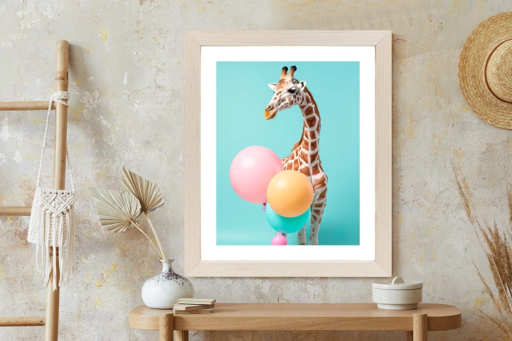 Plakat Żyrafa Z Balonami