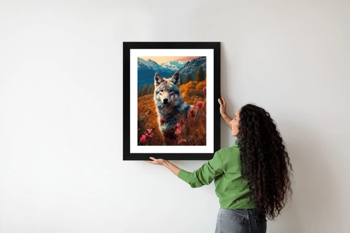 Plakat Wilk W Naturze W Górskiej Dolinie Wśród Kwiatów