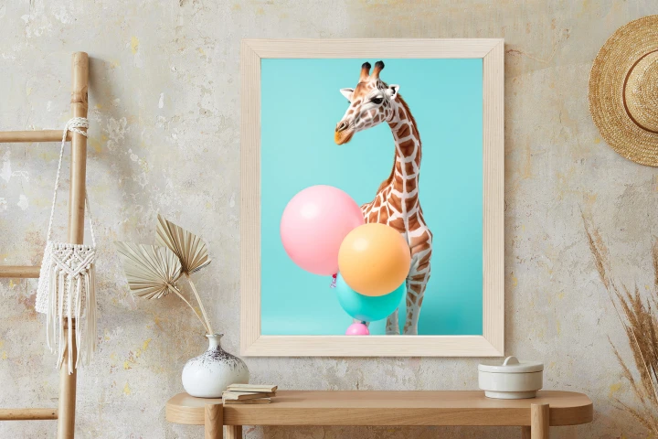 Plakat Żyrafa Z Balonami
