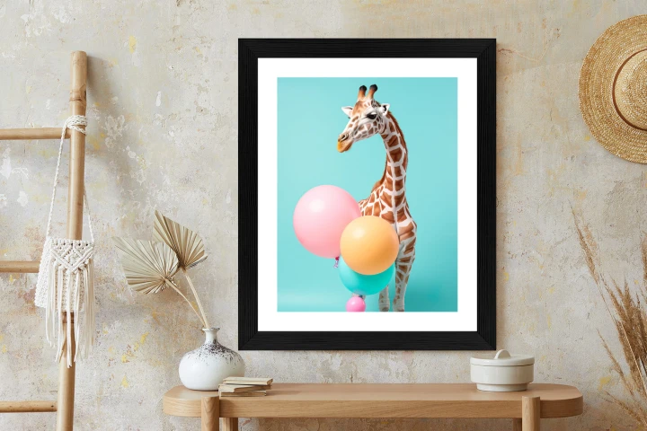 Plakat Żyrafa Z Balonami