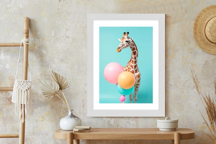 Plakat Żyrafa Z Balonami
