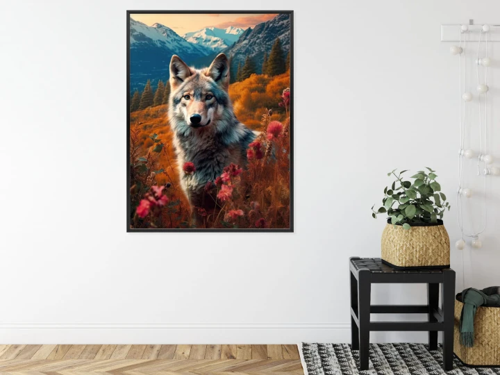 Plakat Wilk W Naturze W Górskiej Dolinie Wśród Kwiatów