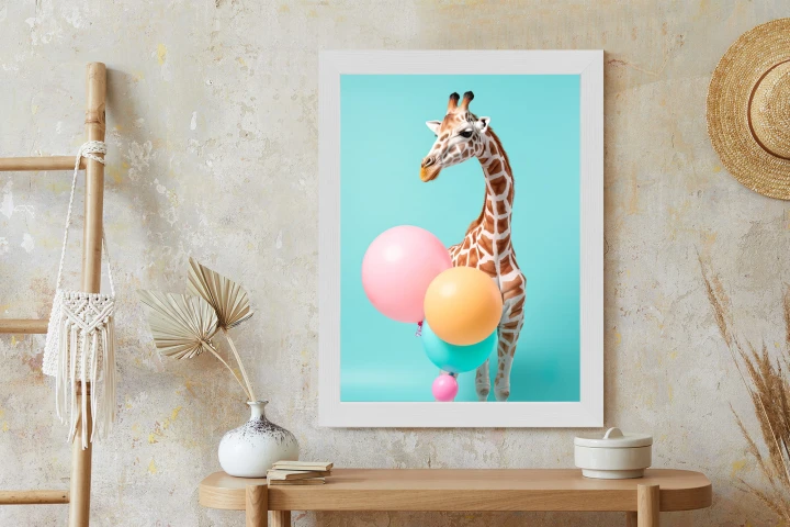 Plakat Żyrafa Z Balonami