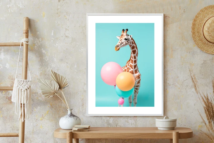 Plakat Żyrafa Z Balonami