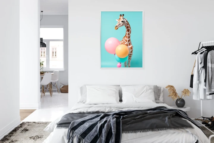 Plakat Żyrafa Z Balonami