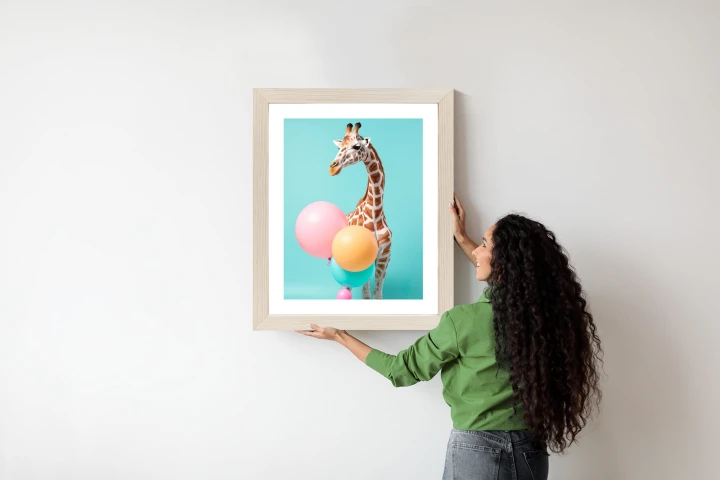 Plakat Żyrafa Z Balonami