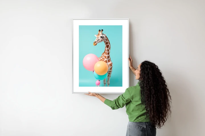 Plakat Żyrafa Z Balonami