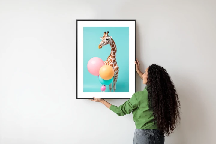Plakat Żyrafa Z Balonami