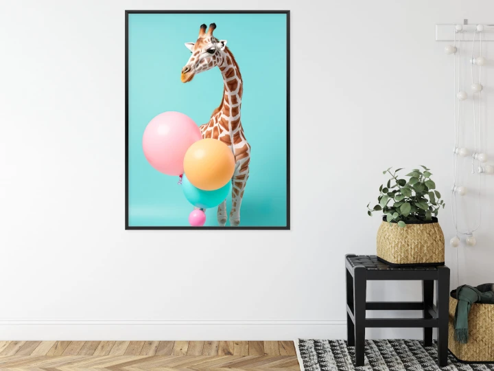 Plakat Żyrafa Z Balonami