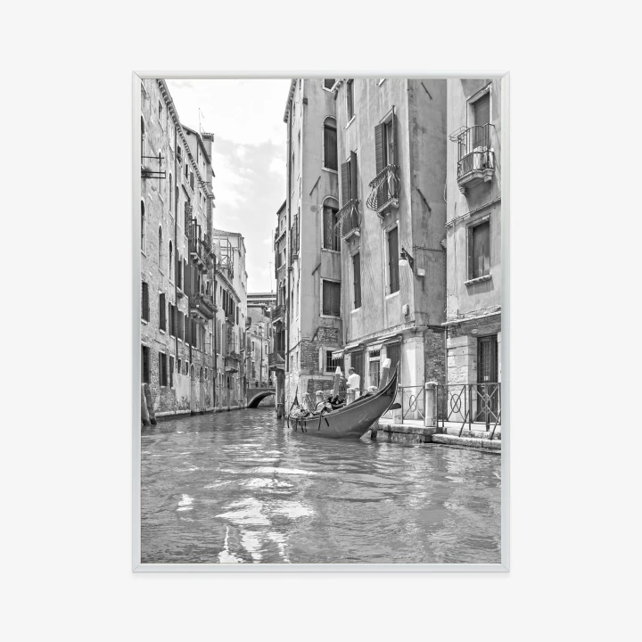 Plakat Gondole W Wenecji Czarno Biały Widok