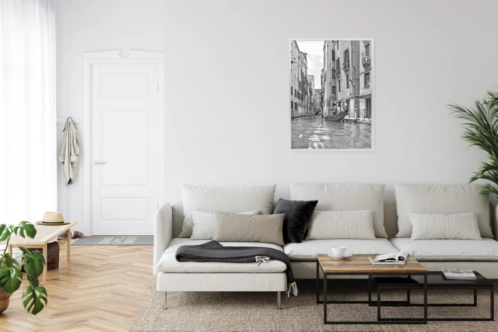 Plakat Gondole W Wenecji Czarno Biały Widok