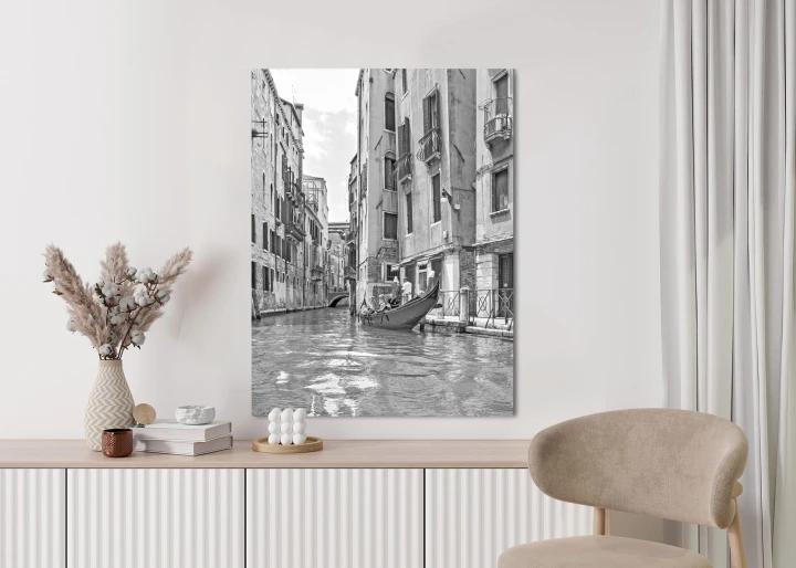 Plakat Gondole W Wenecji Czarno Biały Widok