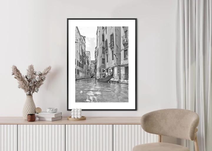 Plakat Gondole W Wenecji Czarno Biały Widok