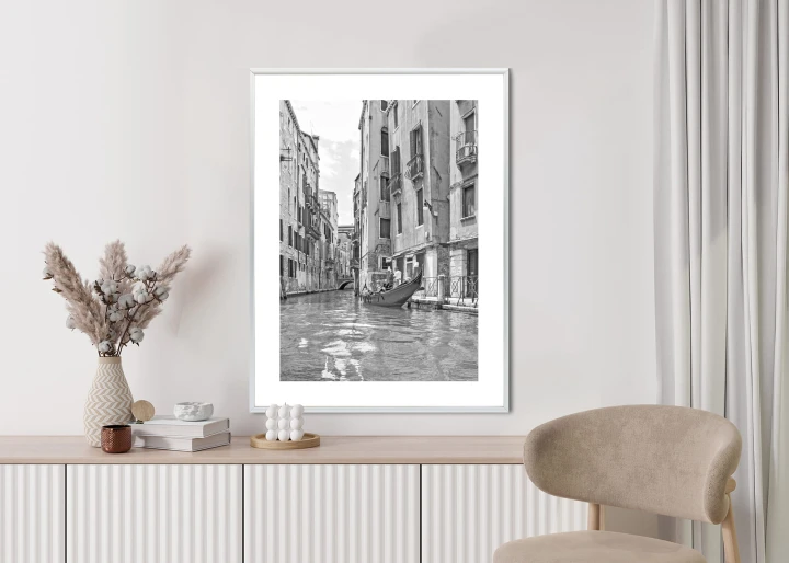 Plakat Gondole W Wenecji Czarno Biały Widok