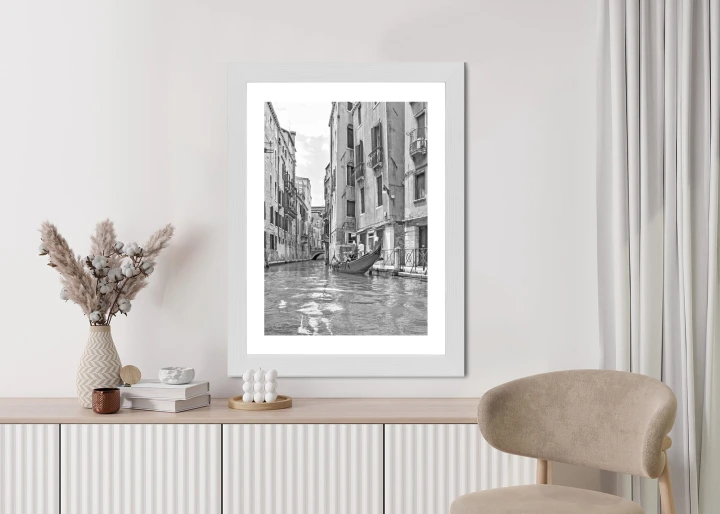 Plakat Gondole W Wenecji Czarno Biały Widok