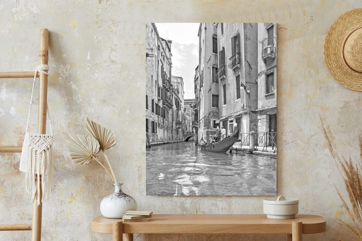 Plakat Gondole W Wenecji Czarno Biały Widok