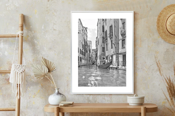 Plakat Gondole W Wenecji Czarno Biały Widok
