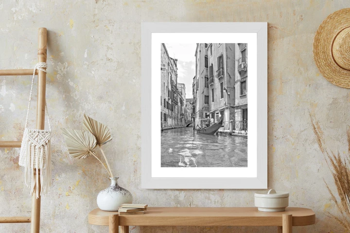 Plakat Gondole W Wenecji Czarno Biały Widok