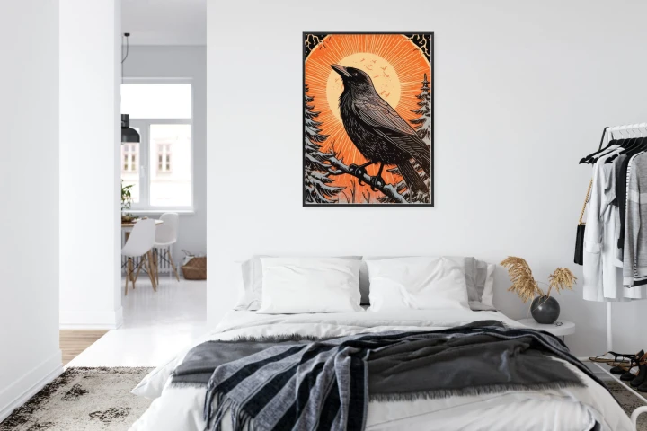 Plakat Grafika Z Krukiem W Zimie