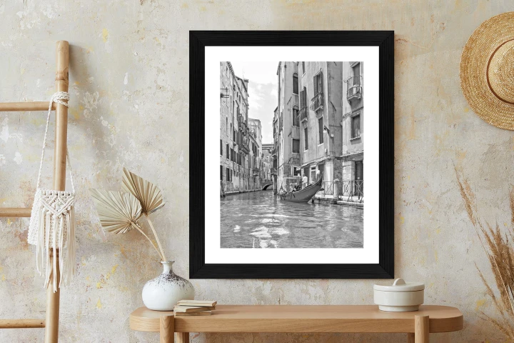 Plakat Gondole W Wenecji Czarno Biały Widok