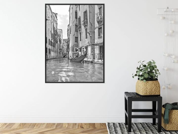 Plakat Gondole W Wenecji Czarno Biały Widok