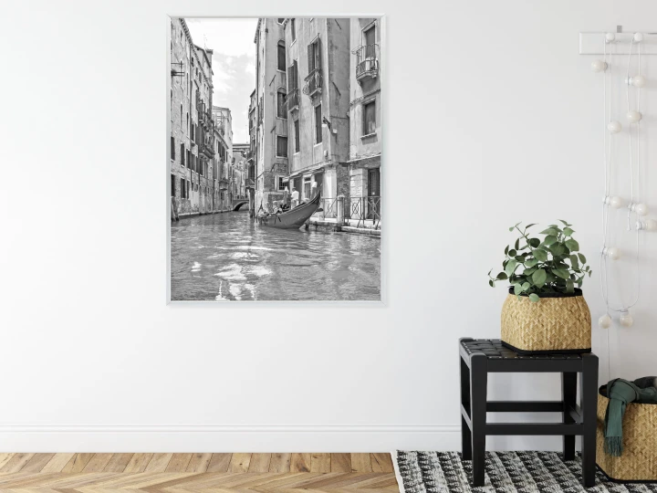 Plakat Gondole W Wenecji Czarno Biały Widok