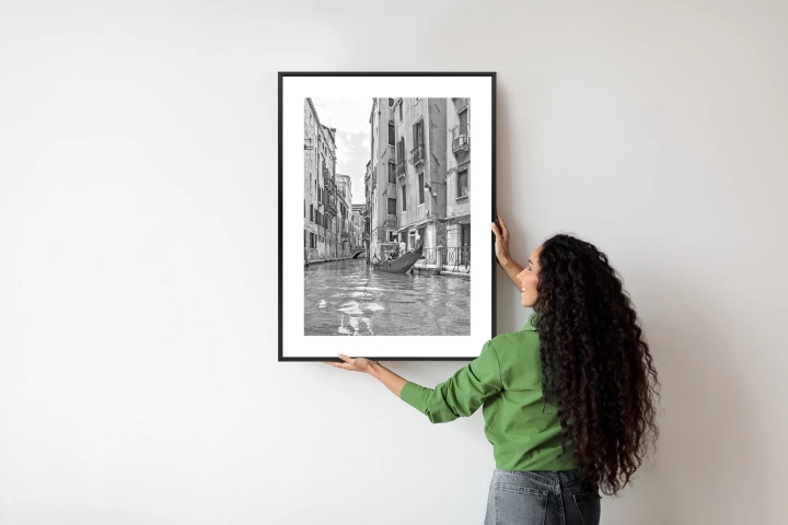 Plakat Gondole W Wenecji Czarno Biały Widok