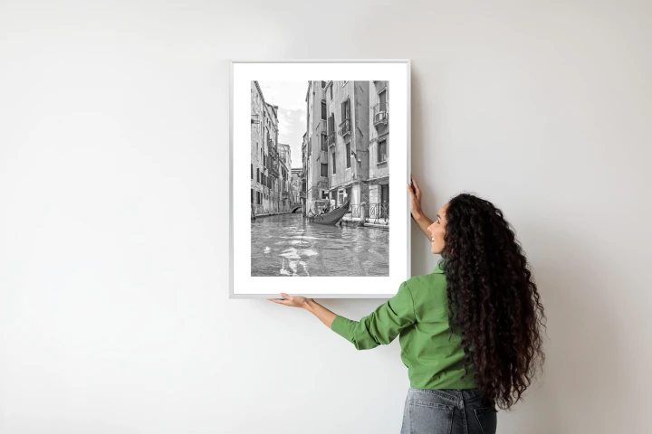 Plakat Gondole W Wenecji Czarno Biały Widok